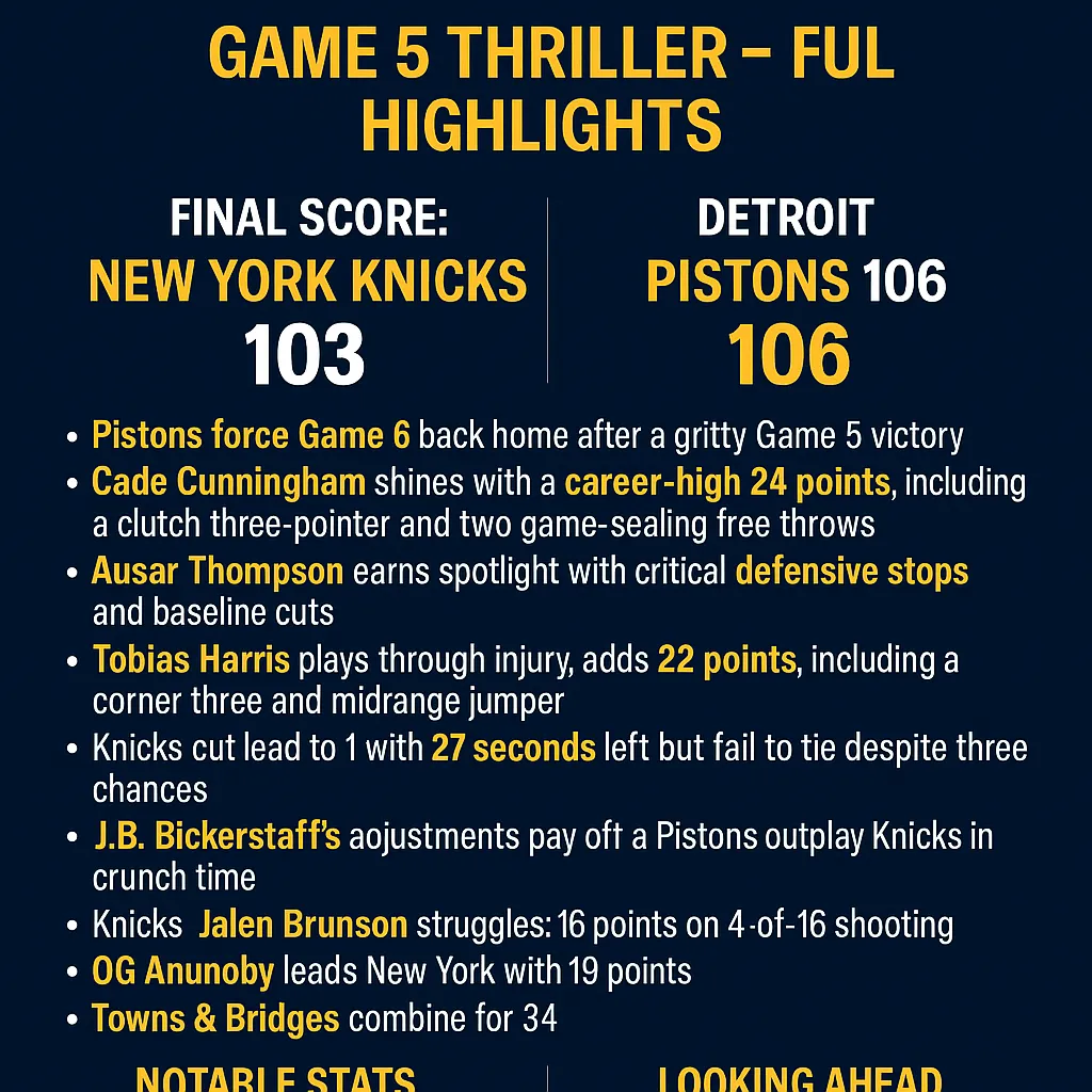 Pistons beats Knicks highlight