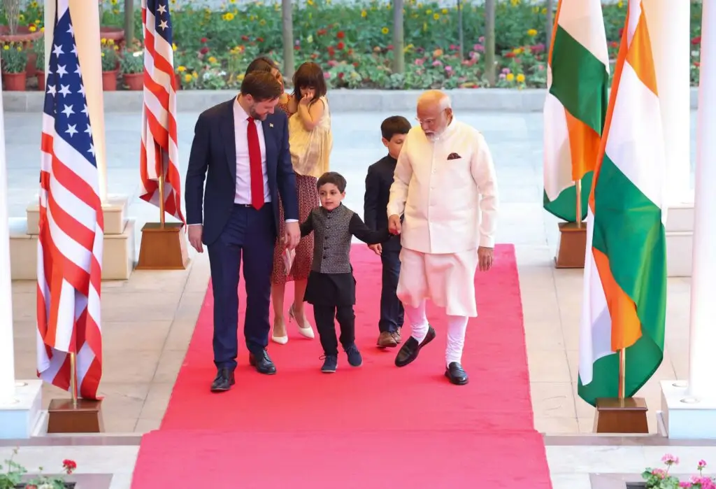 US VP JD Vance and family meet with modi