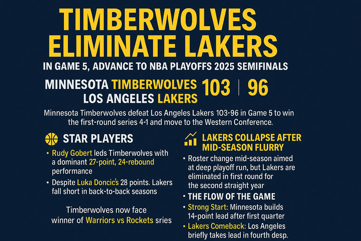 NBA-Timberwolves beats Los Angeles Lakers