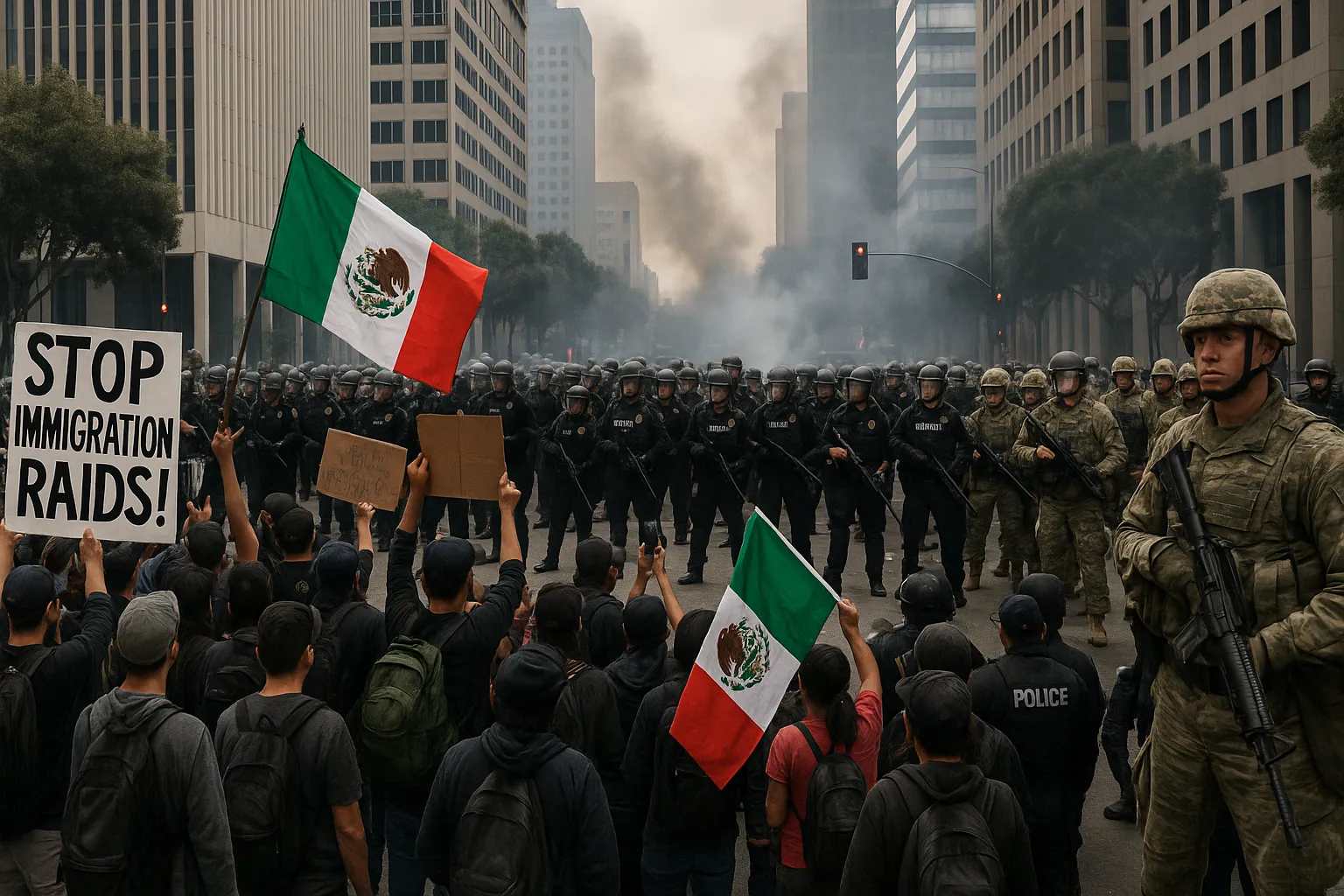 Los Angeles tension Federal Immigration Raids